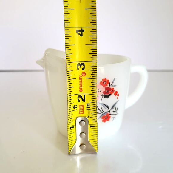 VTG Fire King Primrose Creamer Pink Red Floral Mid Century Anchor Hocking - Picture 7 of 8